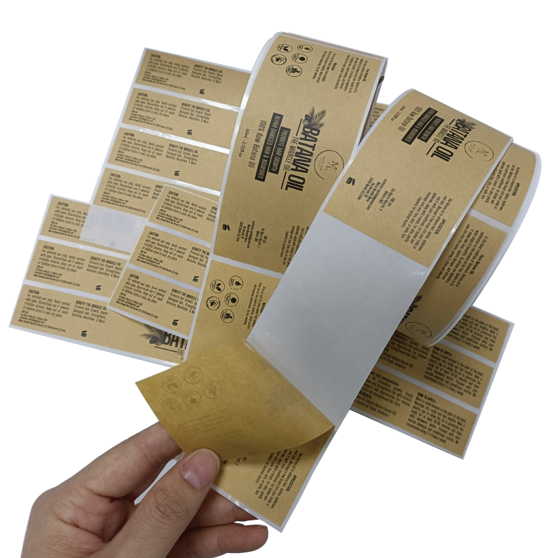 Custom Kraft Paper Label Printed Self Adhesive Sticker Roll Packaging Food Grade Label