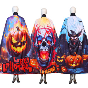 Capa con Estampado de Bruja, <span class=keywords><strong>Hombre</strong></span> <span class=keywords><strong>Lobo</strong></span>, Calabaza y Murciélago para Halloween, Disfraz para Fiesta de Todos los Santos, Venta Caliente Transfronteriza - Product Image 1