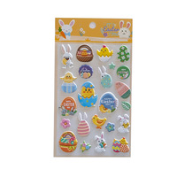 Enfants 3D Bulle Autocollant Dessin Animé Pâques Pvc Doux Mousse Puffy Autocollants Feuille