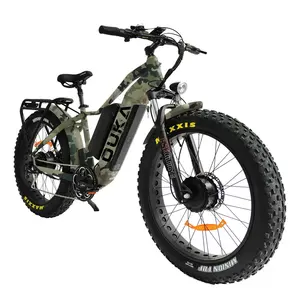 26 x 4.8 इंच हाइड्रोलिक ब्रेक वयस्क फैट टायर ईबाइक डुअल मोटर और बैटरी हंटिंग इलेक्ट्रिक मोटरसाइकिल साइकिल मोपेड ई-बाइक के साथ