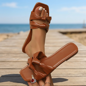 Chaussures plates légères à bout carré pour femme, couleur unie, avec nœud, pour l'extérieur, été, hiver, printemps - Meilleures ventes - Product Image 3