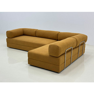 Ensemble modulaire en L en tissu velours côtelé doux avec support en acier inoxydable pour appartement, hôtel, salon - Vente en gros - Product Image 3
