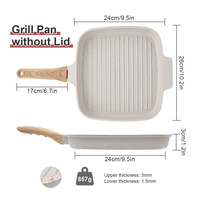 Poêle à griller carrée en aluminium moulé de haute qualité, durable, avec revêtement antiadhésif, design moderne, écologique