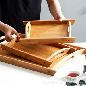 Plateau de service rectangulaire en bois Yinghong pour le petit-déjeuner, les collations et les frites, multifonctionnel pour la maison, avec poignée - Product Image 2