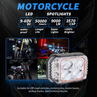 Weiß Gelb Rot Blau Stroboskop-Blitz Motorrad LED-Scheinwerfer Dual-Beam IP67 Zusatzlampe 4 Linsen Hochleistungs-Frontscheinwerfer