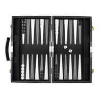 Jeu de backgammon de luxe avec dés, matériaux en plastique et en bois, forme carrée, logo personnalisé, taille standard, marque YSBARS, boîte en étain/bois