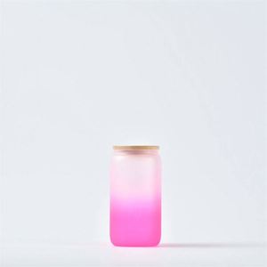 Vaso de Vidrio Esmerilado de 16 oz con Tapa de Bambú, para Sublimación, Color Degradado, para Cerveza o Agua - Product Image 2