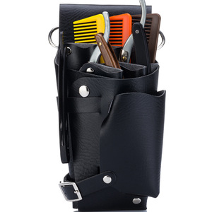 Hair Salon Scissors Waist Bag 5-9 Pockets Removable Strap Black <b>Tool</b> <b>Storage</b> For Hairdressing - Product Image 1