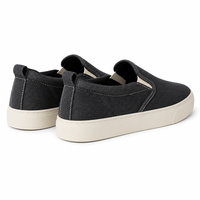 Chaussures décontractées noires élégantes à enfiler, baskets légères en toile avec semelle extérieure en caoutchouc antidérapante durable pour un confort quotidien
