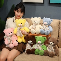 Ours en peluche multicolore avec écharpe florale, peluche douce et moelleuse, cadeau d'anniversaire pour filles