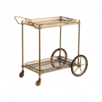 FULAIXIN Chariot de salle à manger à deux étages en métal pour hôtels et restaurants Vintage Gold 10L Capacity Long Life Service Model FLX-204