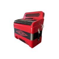 Accordéon professionnel SEASOUND 12 basses 34 boutons JB3412D OEM en bois avec grille et boutons rouge et noir, style diatonique