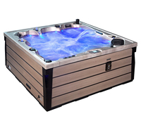Bak Mandi Air Panas Whirlpool Sunrans Modern Square 3 Kursi & 2 Kursi Santai dengan 111 Jet Kontrol Balboa untuk Luar Ruangan