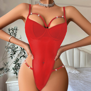 Wholesale Sexy Gathering Mesh High Waist Body Suit <b>Perspective</b> Mesh Hollow-out Lingerie Set - Product Image 2