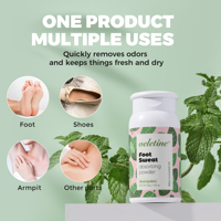 Poudre absorbante pour les pieds Veletine 30g avec huile essentielle de menthe, poudre naturelle anti-odeur pour les pieds transpirants, secs et frais