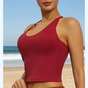 Women's Yoga Vest Sleeveless Halter High Support Breathable Eco-Friendly Sports Bra for Gym Fitness with Solid Pattern - Product Image 3