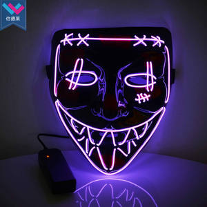 Máscara de <span class=keywords><strong>purga</strong></span> de PVC que brilla intensamente con LED espeluznante <span class=keywords><strong>para</strong></span> Halloween, disfraz de Cosplay con cable EL de luz de miedo <span class=keywords><strong>para</strong></span> mascarada/carnavales/raves - Product Image 3