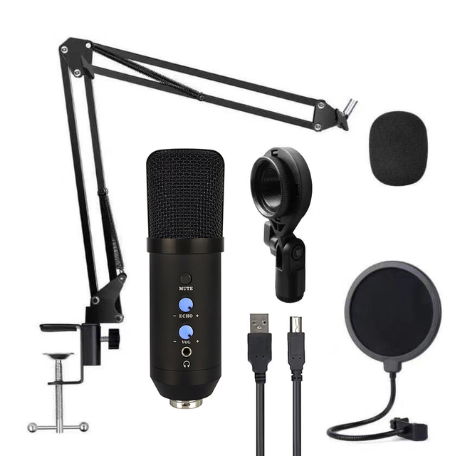 Capacitive Microphone USB Desktop 360 Microphone Studio Set Microphone Streaming Twitch Gaming YouTube