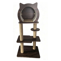 Arbre à chat en bois USMILEPET avec maisonnette pour chat, structure d'escalade en bois pour chat, tour à chat avec poteau à gratter en sisal et balles suspendues
