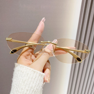 Small <b>Framed</b> Sunglasses <b>Frameless</b> PC Lens UV400 Protection Unisex Driving Glasses - Product Image 3
