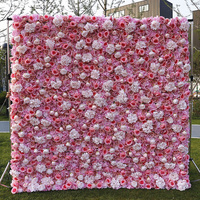 Real touch rose vif artificiel mini rose 3d fleurs sauvages fleur mur roll up pour mariage fleur toile de fond