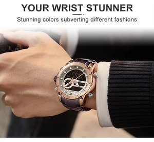 Montres pour hommes Drioshipping, tendance, quartz, LCD, cadran noir, bracelet en acier inoxydable, montre de business lumineuse - Product Image 5