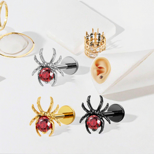 Helix piercing phẳng trở lại bông tai Spider ear piercing đồ trang sức phụ nữ tai đồ trang sức Halloween Spider Web thiết kế sexy piercing - Product Image 2