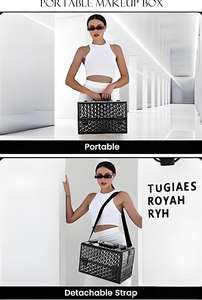 Estuche Organizador de Maquillaje de Aluminio con 2 Bandejas, Espejo, Cierre, Impermeable, Resistente a Golpes, Portátil, para Almacenamiento de Cosméticos y Uñas para Viajes - Product Image 6