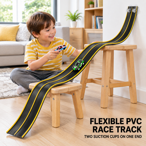 Circuit de course flexible pour enfants – Ensemble de piste de course pliable à faire soi-même, créez vos propres boucles et torsions, jouet de circuit de course portable et enroulable - Product Image 1