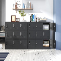 Casier métallique moderne à 9 portes pour bureau, salle de sport, école, maison, salon, entrée - Armoire de rangement sécurisée avec fente pour carte (Noir)