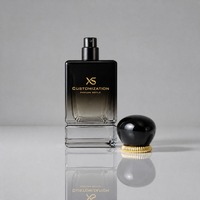 Flacon de parfum carré vide en verre 50ml 100ml, vaporisateur dégradé noir avec boîte et collier doré cannelé, logo personnalisé