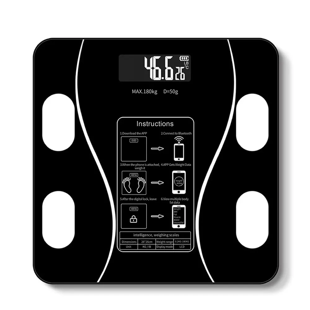Электронные цифровые весы для ванной комнаты, весы для взвешивания жира, умные бытовые весы, подключение весов, ЖК-дисплей для зарядки, OEM/ODM