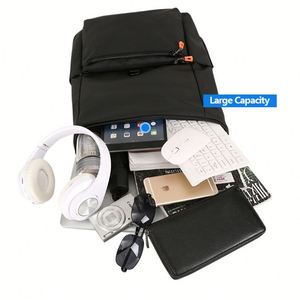 Sac à dos d'étudiant imperméable en tissu Oxford gris, durable, personnalisé avec logo, pour ordinateur portable 15,6 pouces, idéal pour les voyages d'affaires et l'école, vente en gros - Product Image 4
