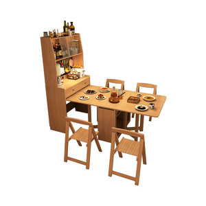Ensemble table et chaises pliantes et extensibles en bois massif, 4 pièces, gain de place pour petites maisons et appartements - Product Image 5