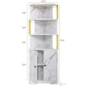 Meuble <span class=keywords><strong>d</strong></span>'angle de bar moderne avec éclairage LED, finition marbre, écologique, pour le rangement des spiritueux et le support à verres à vin, pour salon - Product Image 3