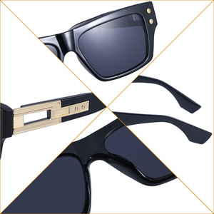 Lunettes de soleil unisexes style New York Yankees, monture carrée noire, protection UV400, monture en plastique et métal H2852 - Product Image 5