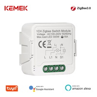 Module d'interrupteur intelligent KEMEK 16A Relais 300W pour contrôle de lumière LED Tuya ZigBee AC 100-240V
