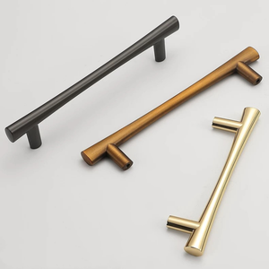 Poignées de meuble modernes en laiton brossé en forme de T, tirants de tiroir de cuisine dorés, accessoires de quincaillerie pour armoire et commode - Product Image 3