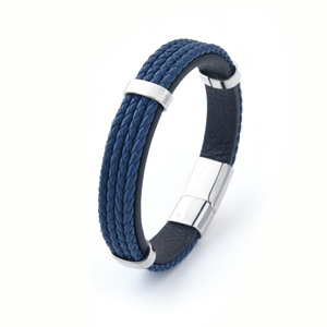 Đồ Trang Sức Thời Trang Tùy Chỉnh 19/20/21Cm Da Vòng Đeo Tay Bện Thép Không Gỉ Vòng Đeo Tay Nhiều Màu Mens Vòng Đeo Tay - Product Image 5