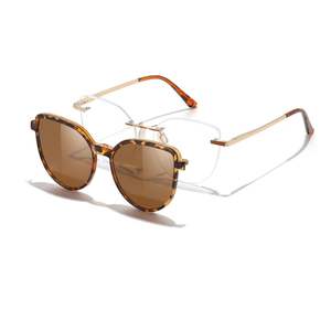 Gafas de Sol Magnéticas Polarizadas con Clip 7104 de Alta Calidad, Montura de <span class=keywords><strong>Acero</strong></span> Inoxidable sin Aro TR90 1 en 1 - Product Image 4