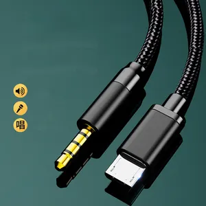 LJW Hochwertiges Nylon geflecht für die Beleuchtung auf 3,5mm Kopfhörer anschluss Audio-Aux-Kabel 1m Splitter-Kopfhörer kabel Ios 14