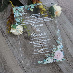Carte d'invitation transparente en acrylique, carton <span class=keywords><strong>de</strong></span> <span class=keywords><strong>mariage</strong></span> Unique Style eau, vente en gros, pièces - Product Image 3