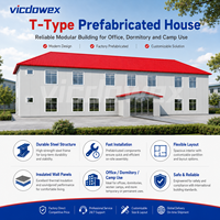 VICDOWEX Maison préfabriquée de luxe de type T moderne avec isolation thermique et caractéristiques ignifuges pour usage résidentiel