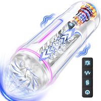 Vibrateur pénien électrique à mouvement de poussée avec lumières clignotantes, jouet sexuel masculin, masturbateur automatique pour hommes avec fonction de stimulation vaginale de poche