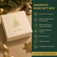 Scatola Regalo Natalizia Personalizzata con Albero e Fiocchi di Neve in Lamina d'Oro, Scatola Rigida Magnetica 10-13 Pollici, Confezione Festiva OEM ODM all'Ingrosso