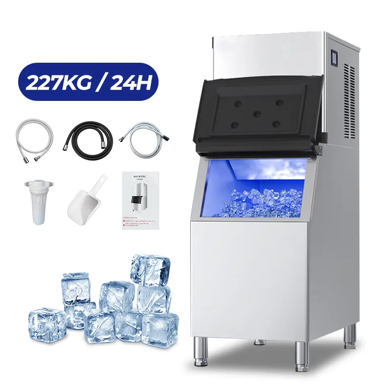 Commercial Ice Maker 950W Stainless Steel Ice Cube Maker Machine 500 lb/227kg/24hours Ice Making Machine