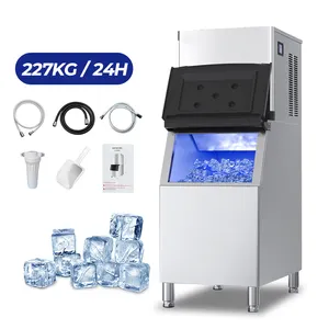 Gewerbe Eismaschine 950 W Edelstahl Eiswürfelmaschine 500 Pfund/227 kg/24 Stunden Eismaschine