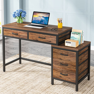 Bureaux d'<span class=keywords><strong>ordinateur</strong></span> Tribesigns à 5 tiroirs <span class=keywords><strong>pour</strong></span> la maison ou le bureau, avec armoire à tiroirs réversible, support d'<span class=keywords><strong>imprimante</strong></span> <span class=keywords><strong>pour</strong></span> petits espaces - Product Image 1