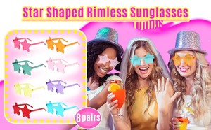 Gafas de fiesta sin montura en forma de estrella, gafas transparentes de fiesta de Color caramelo, gafas irregulares de fiesta divertidas de una pieza - Product Image 5