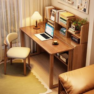 Bureau d'ordinateur pliable en bois massif, bureau d'étude extensible pour la maison, le bureau, la chambre d'étudiant, design moderne et simple - Product Image 1